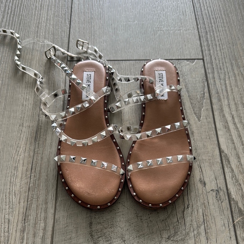 Steve Madden Transparent Sandals with Silver Accents
